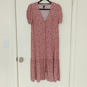 Wild Fabel Pink Floral Pesant Dress